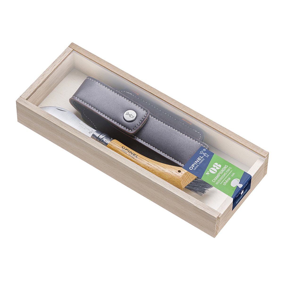 OPINEL - Cuchillo para hongos N°08 con funda Opinel Roble