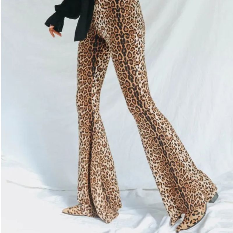 MPROPIA - Calza Flare Mujer Animal Print Interior Frisado Tiro Alto 7023