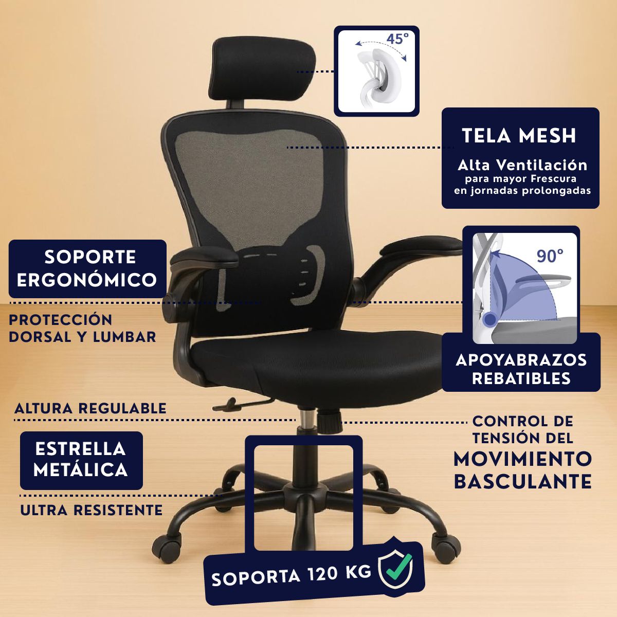 RD - Silla De Oficina Escritorio Rd Sillon Ergonomico Anatomico