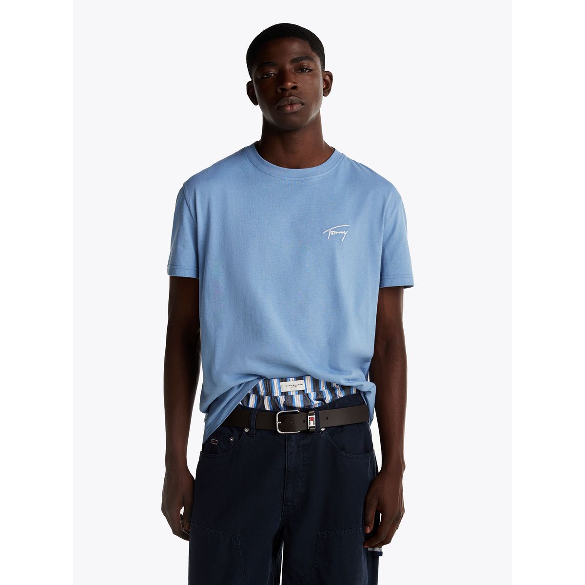 TOMMY HILFIGER - Polera Con Logo Signature Bordado Celeste Tommy Jeans