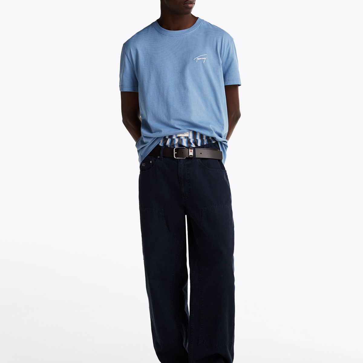 TOMMY HILFIGER - Polera Con Logo Signature Bordado Celeste Tommy Jeans