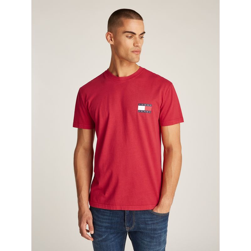 TOMMY HILFIGER - Polera Heritage Flag Logo Rojo Tommy Jeans