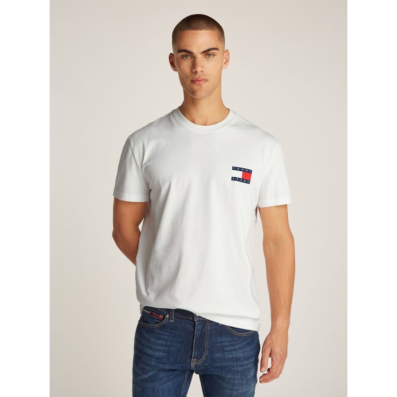 TOMMY HILFIGER - Polera Heritage Flag Logo Blanco Tommy Jeans