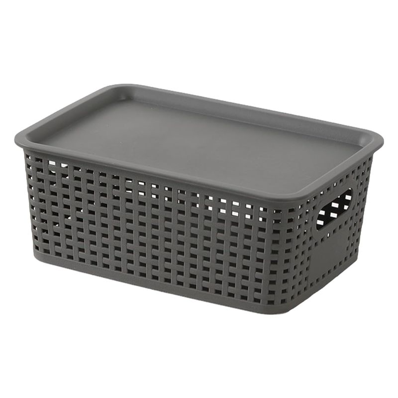 WAKESHOME - Caja Organizadora Ratán 6 Lt. Color Gris Canasto Cocina