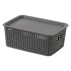 WAKESHOME - Caja Organizadora Ratán 6 Lt. Color Gris Canasto Cocina