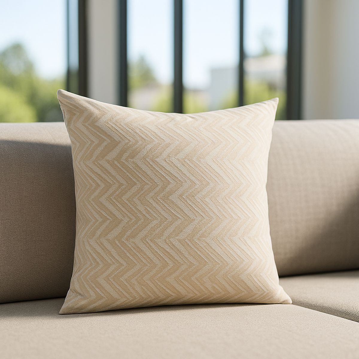 ARMONIA - Funda cojín modelo chenille beige 45x45 decorativa 760