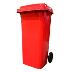 GENERICO - Contenedor de basura Plástico 120 Litros Color Rojo