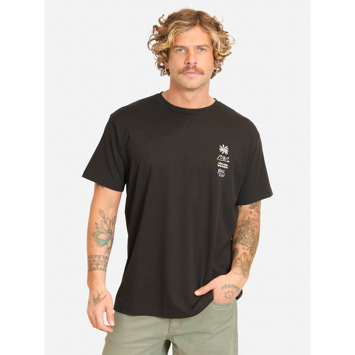 MAUI AND SONS - Polera MC Baniw Negro Hombre Maui And Sons