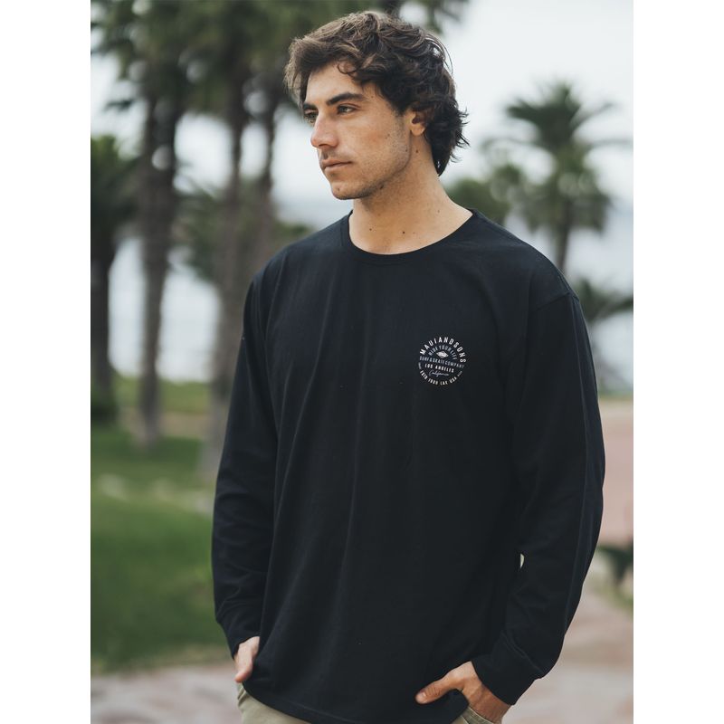 MAUI AND SONS - Polera ML Piyus Negro Hombre Maui And Sons - Negro