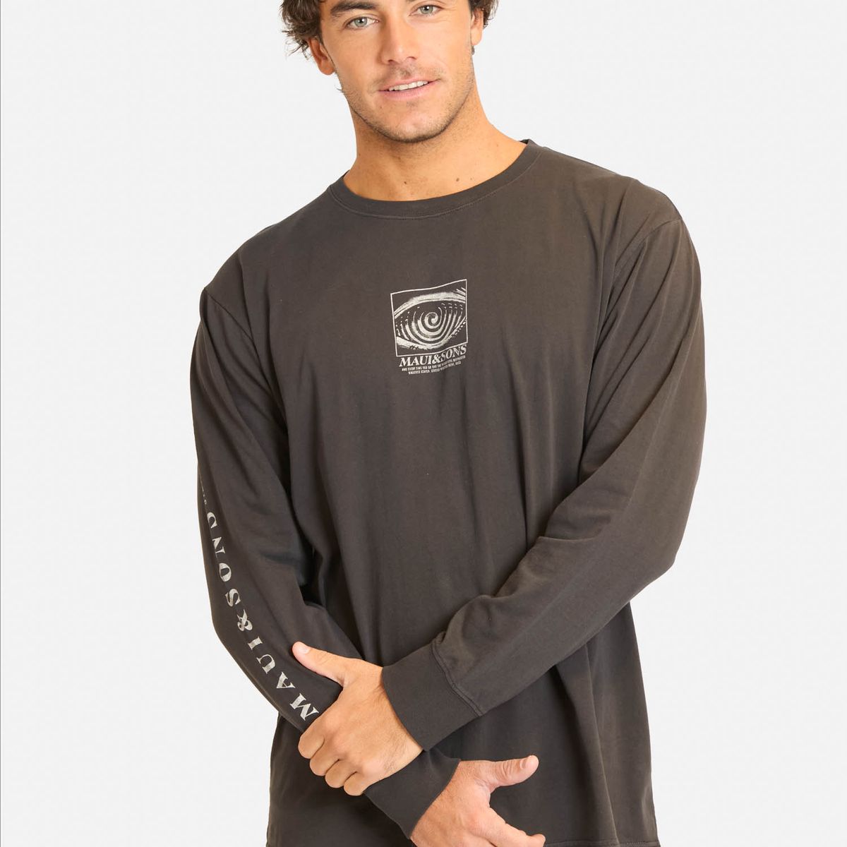 MAUI AND SONS - Polera ML Mesuf Negro Hombre Maui And Sons