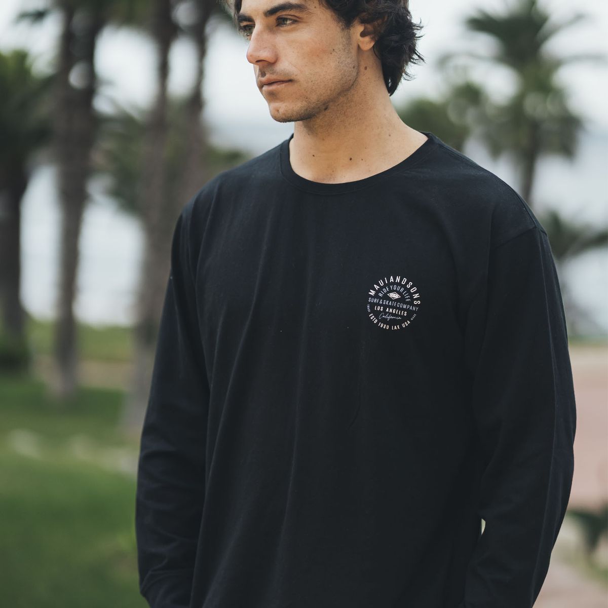 MAUI AND SONS - Polera ML Piyus Negro Hombre Maui And Sons - Negro