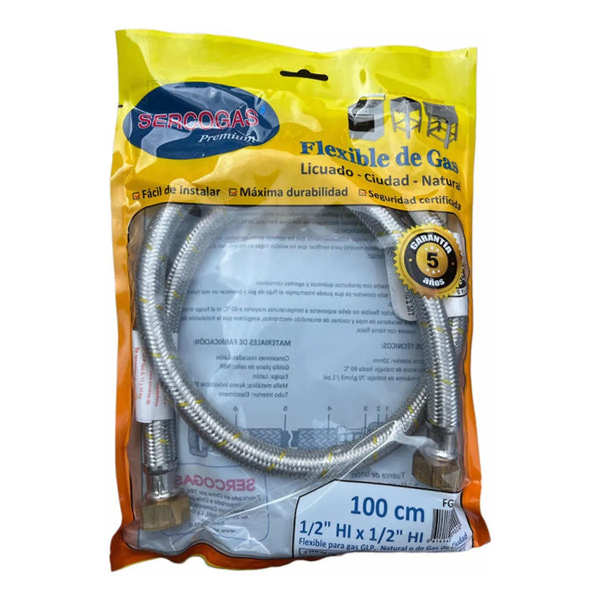 GENERICO - Flexible Gas Codo Certificado Sec  1/2  x  1/2    HI HI