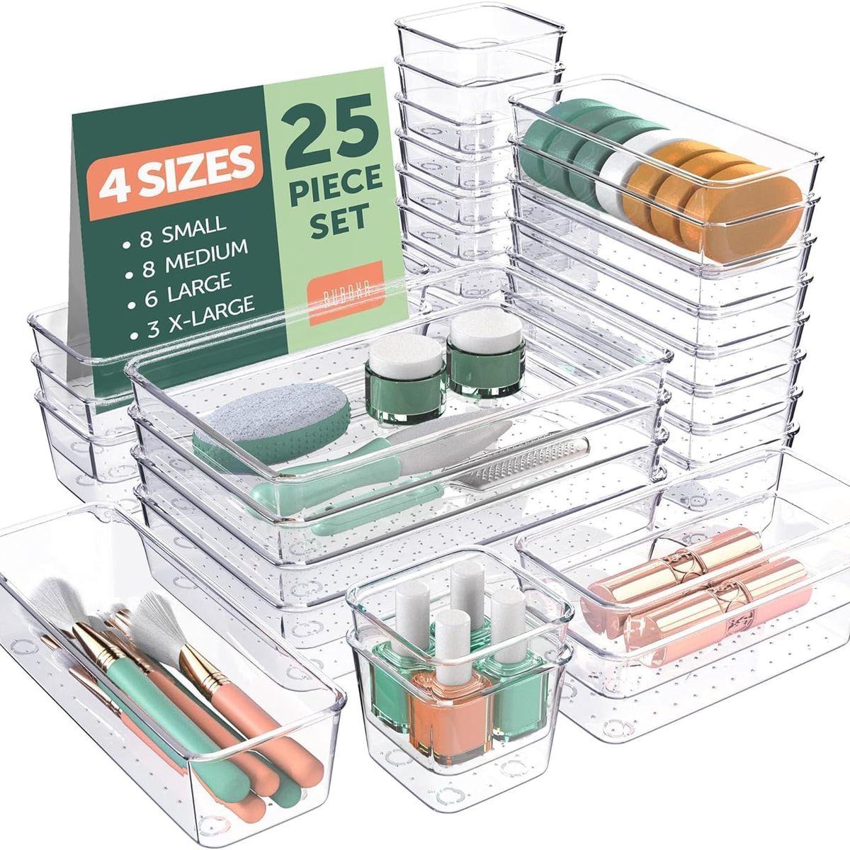 WAKESHOME - Juego De 25 Organizadores De Cajones De Plástico