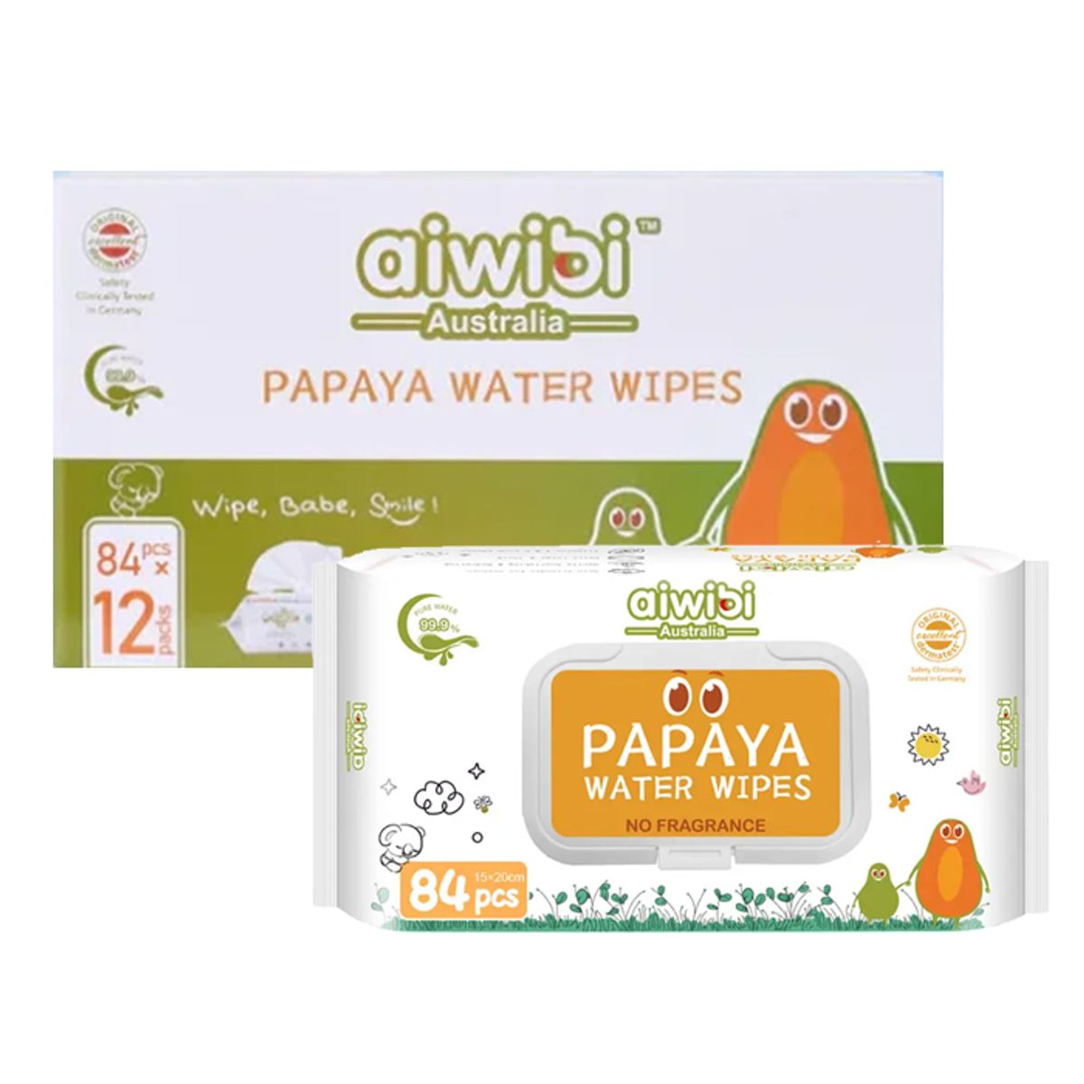 AIWIBI - Wipes Toalla Húmeda Aiwibi Papaya 84 - Caja 12 paquetes 1008