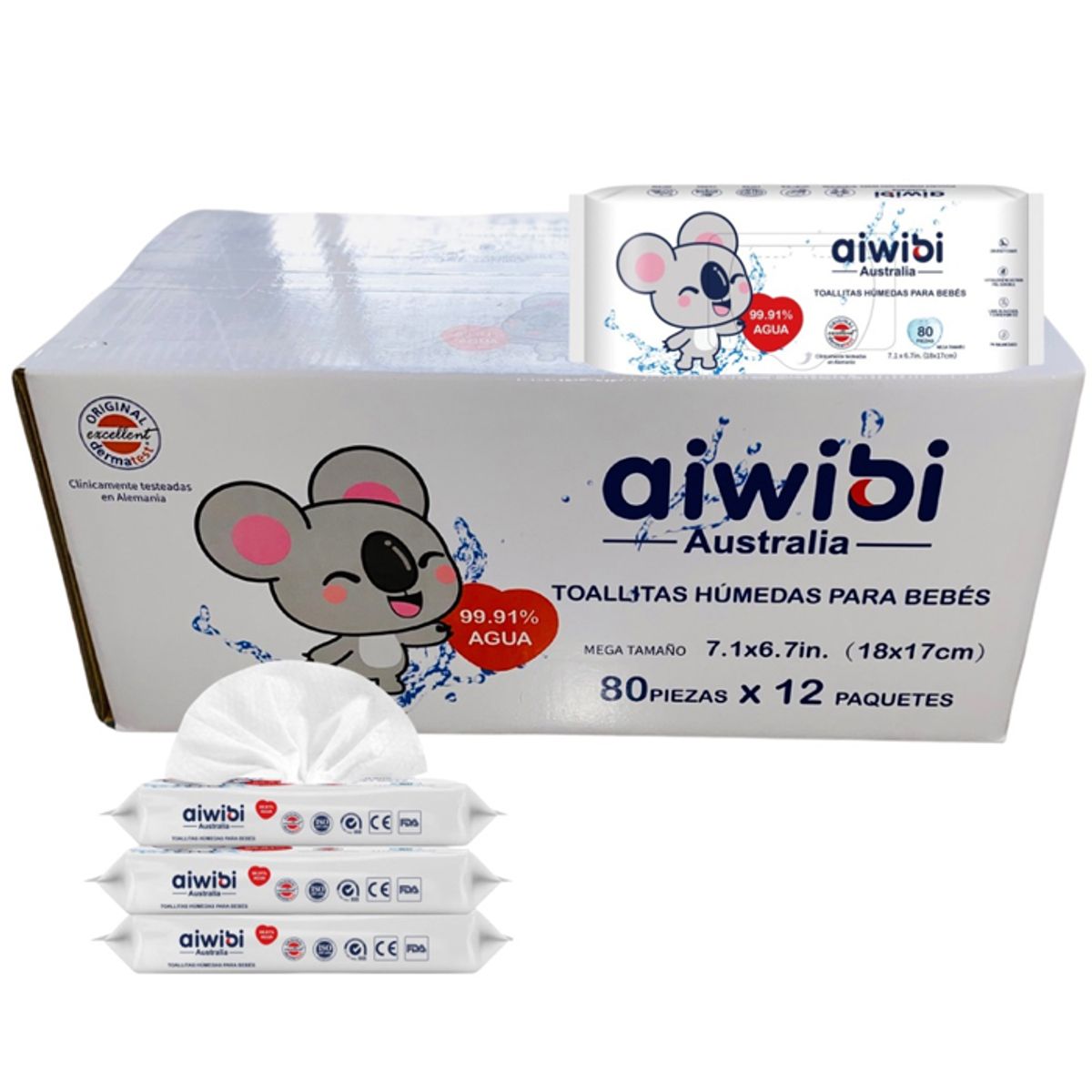 AIWIBI - Wipes Toallas Húmedas Aiwibi 80 - Caja 12 paquetes 960 unidades