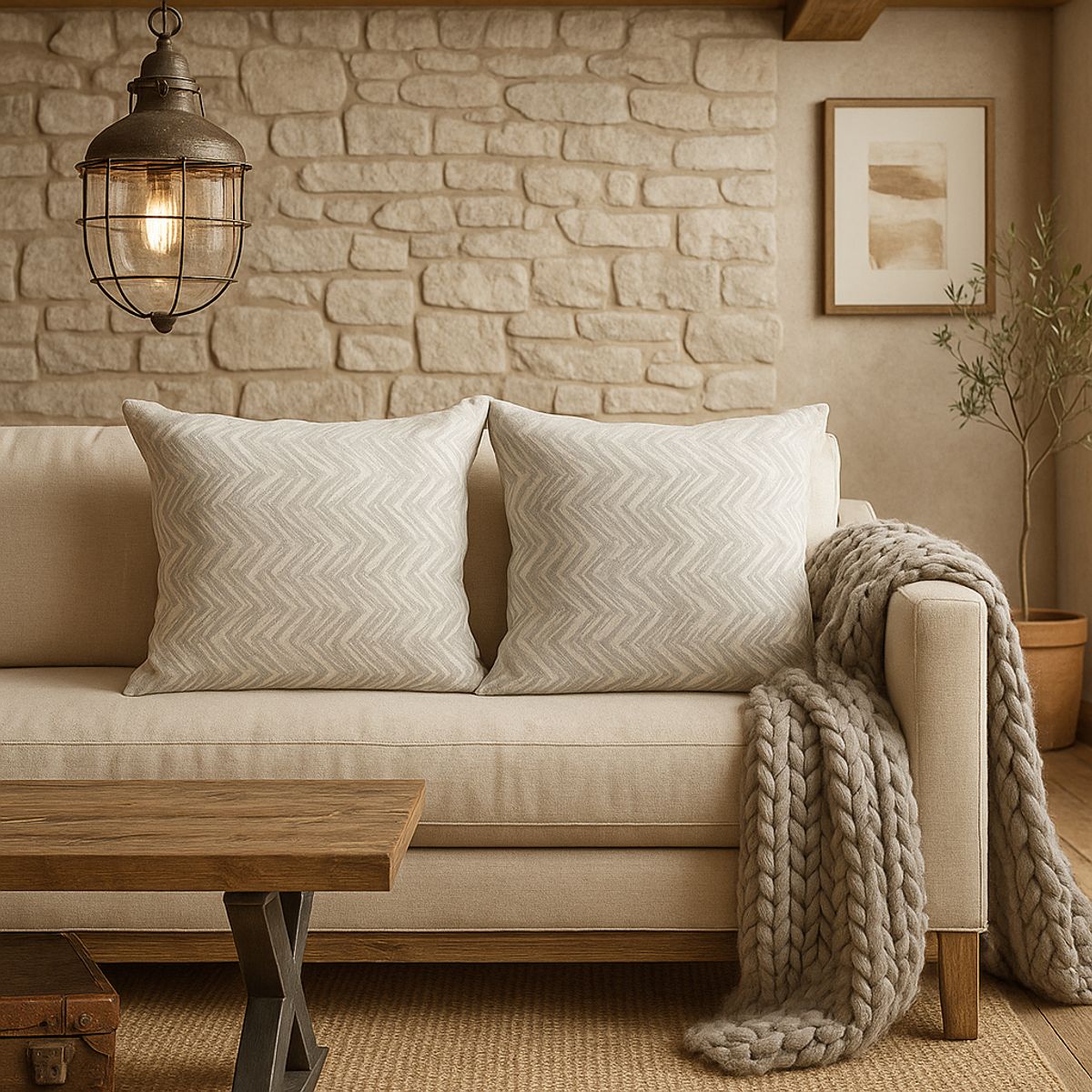 ARMONIA - Dúo fundas cojín chenille gris 45x45 moderno 760