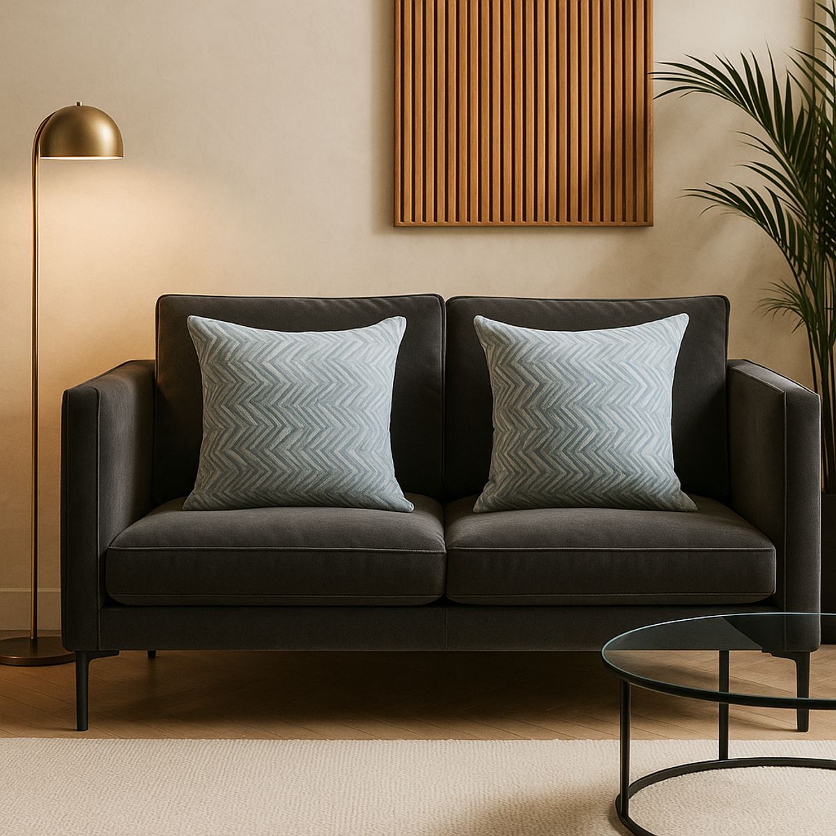 ARMONIA - Pack 2 fundas cojín chenille azul 45x45 decorativas 760