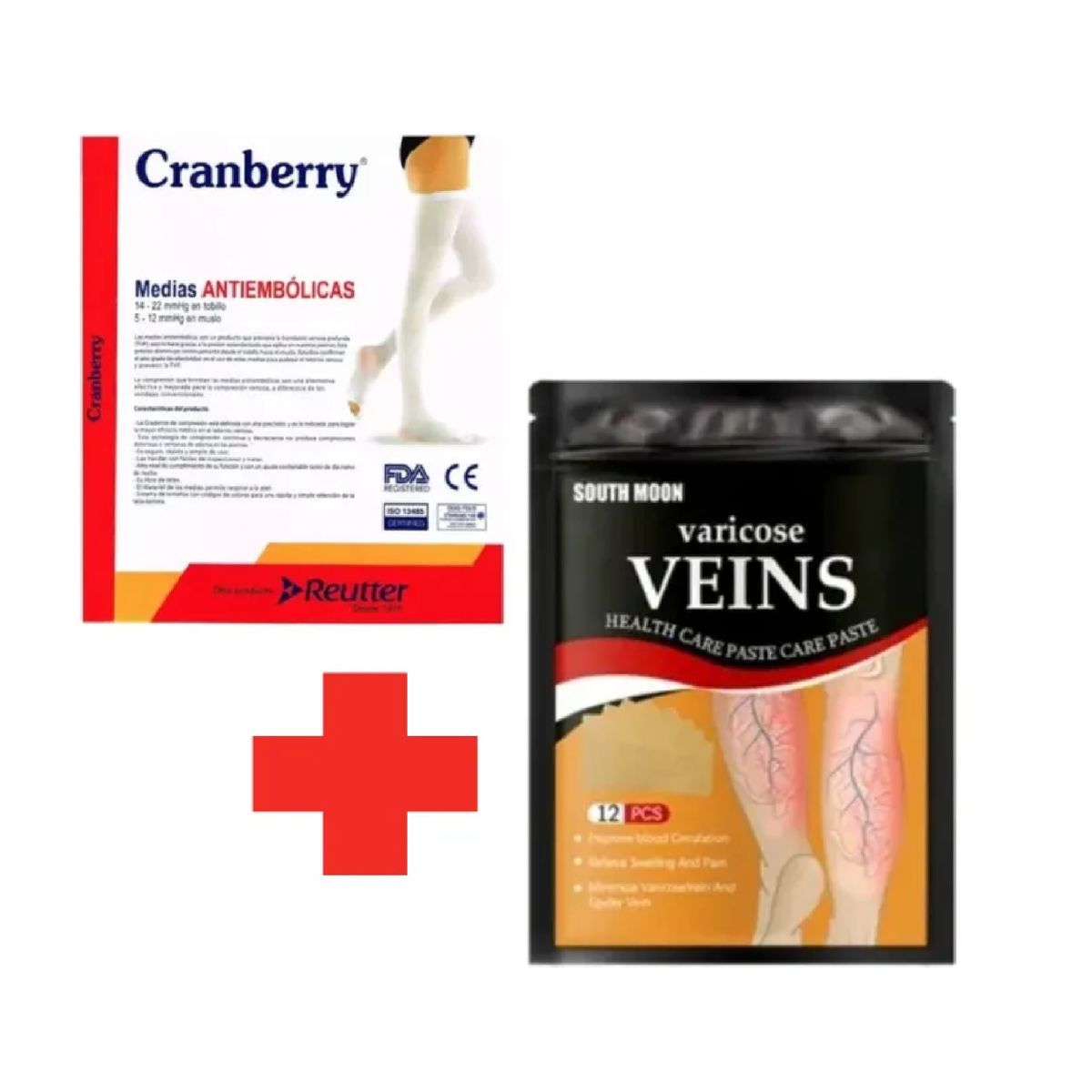CRAMBERRY - Medias Antiembolica Trombosis Venosa + Parche Varices Talla S