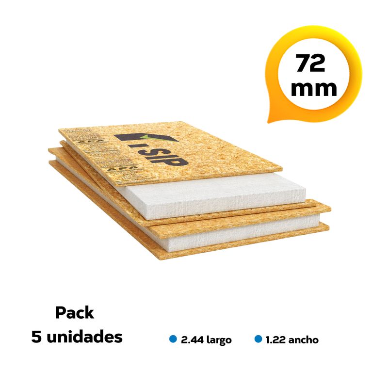 GENERICO - Pack 5 Panel SIP 72 mm OSB - OSB