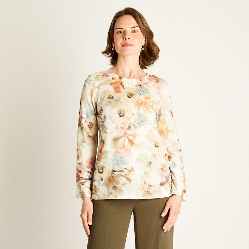 LORENZO DI PONTTI - Polera Mujer Mostaza Estampada Lorenzo di Pontti