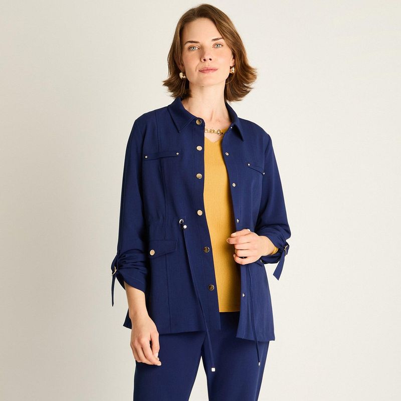LORENZO DI PONTTI - Chaqueta Azul con Ajuste en la Cintura