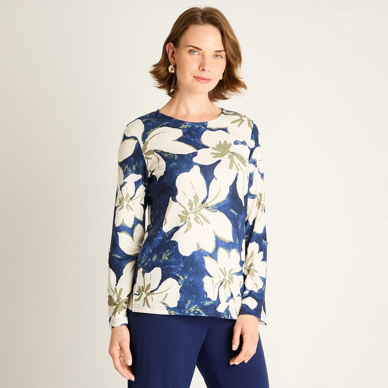 LORENZO DI PONTTI - Polera Mujer Azul Estampada Lorenzo di Pontti