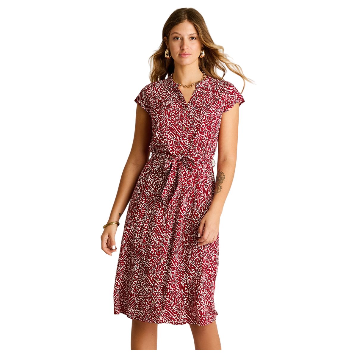 LORENZO DI PONTTI - Vestido Midi Rojo – Fresco, liviano y con Calce normal