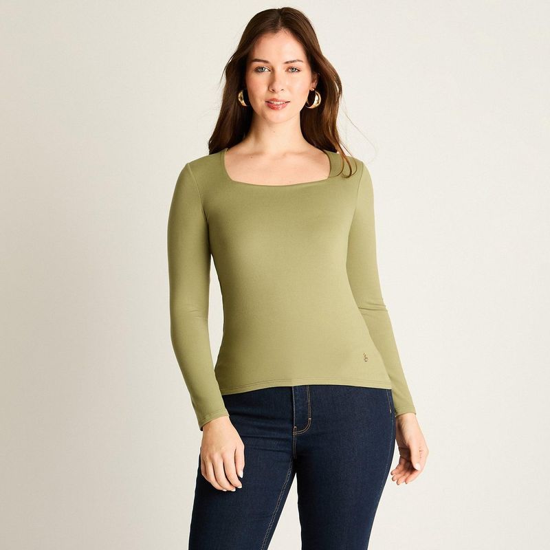 LORENZO DI PONTTI - Polera Verde Cuello Cuadrado