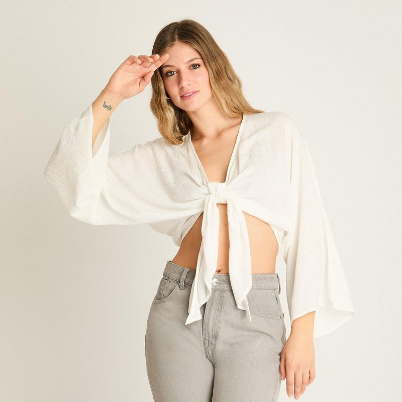 ACUARELA - Blusa Crudo Amarre Frontal