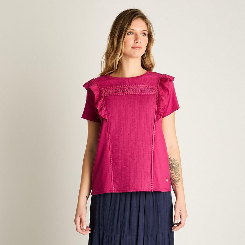 LORENZO DI PONTTI - Polera Magenta con Volantes
