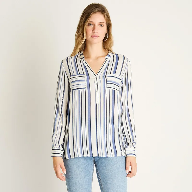 LORENZO DI PONTTI - Blusa Blanca con Rayas