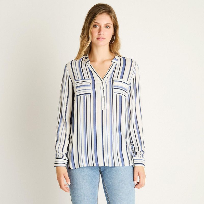 LORENZO DI PONTTI - Blusa Blanca con Rayas