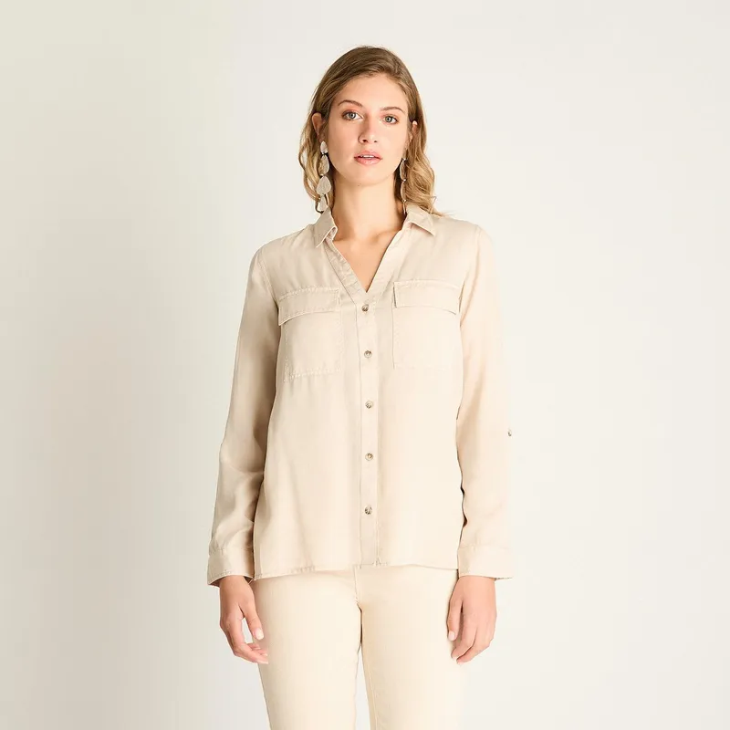 LORENZO DI PONTTI - Blusa Beige de Lyocell