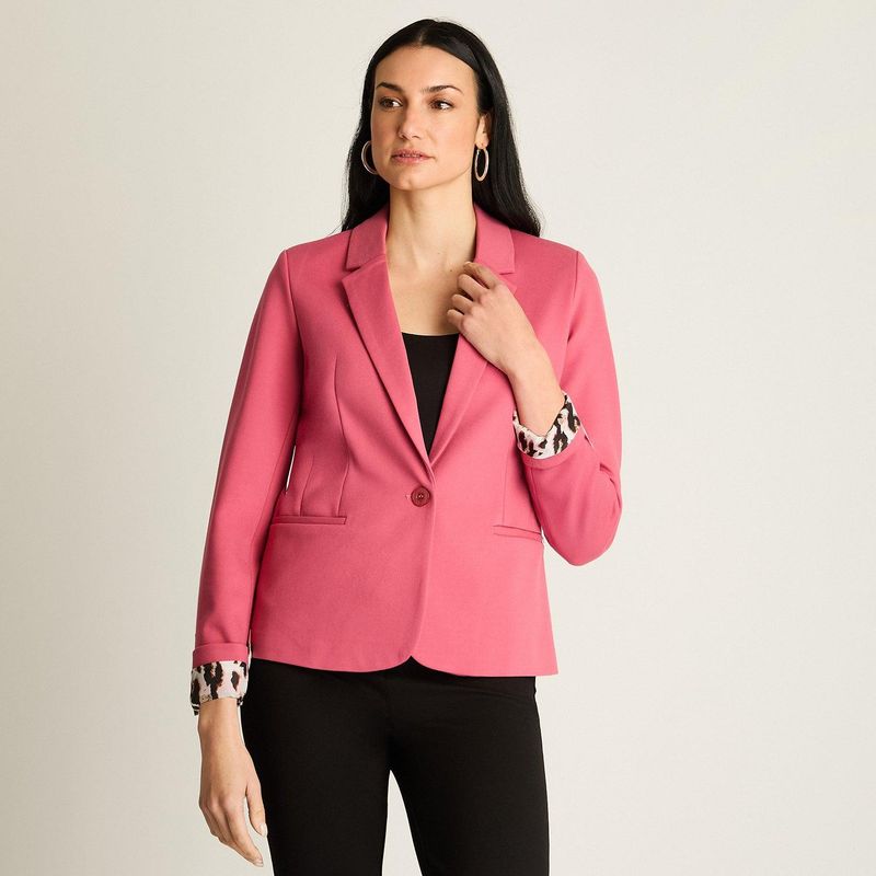 LORENZO DI PONTTI - Blazer Rosado con Vuelta Animal Print