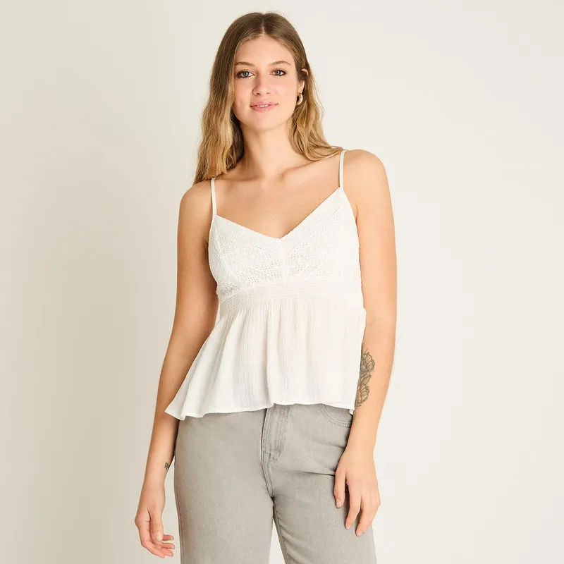 ACUARELA - Blusa Crudo Sin Mangas