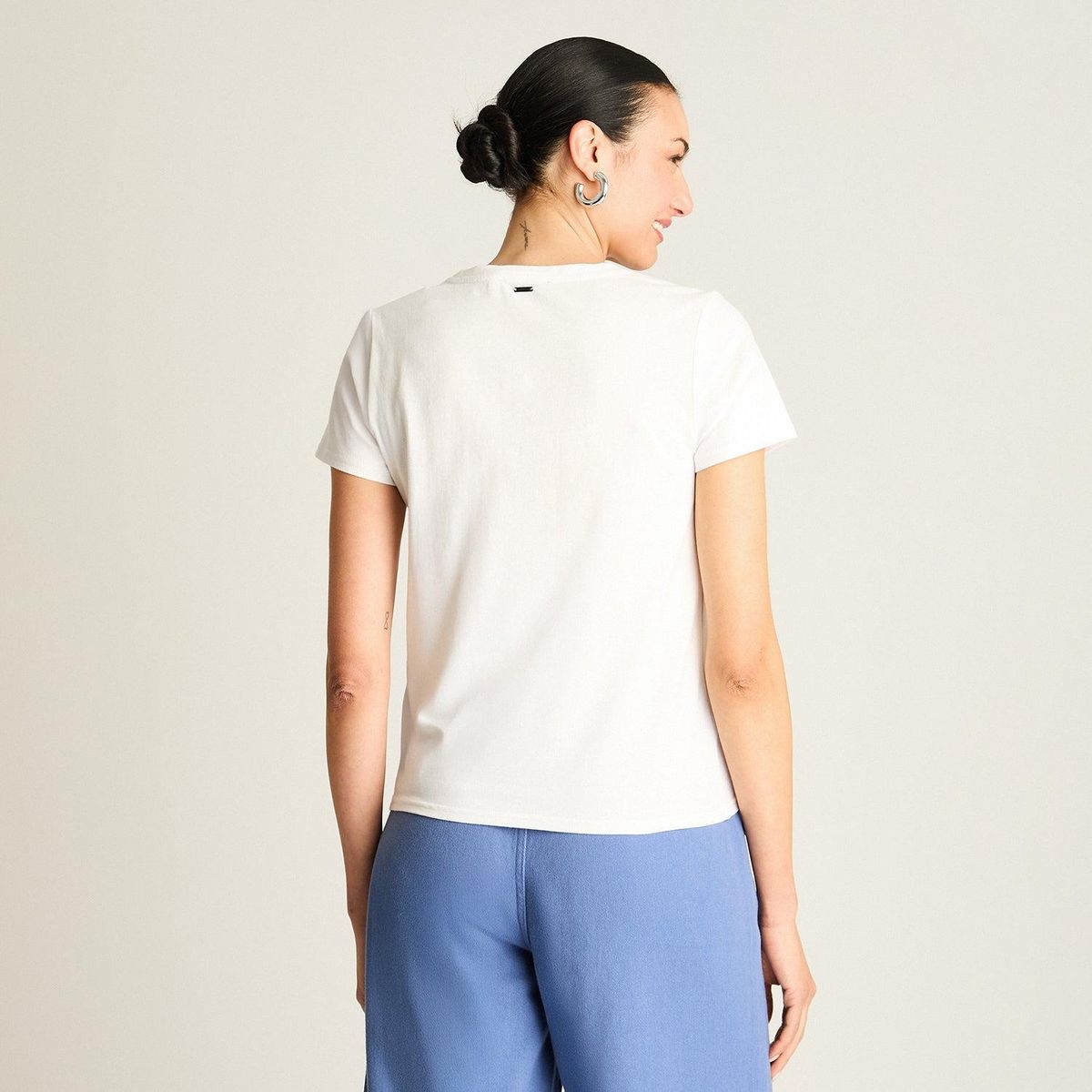 ACUARELA - Polera Blanco Estampado Santorini