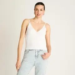 ACUARELA - Polera Blanco Breteles Finos