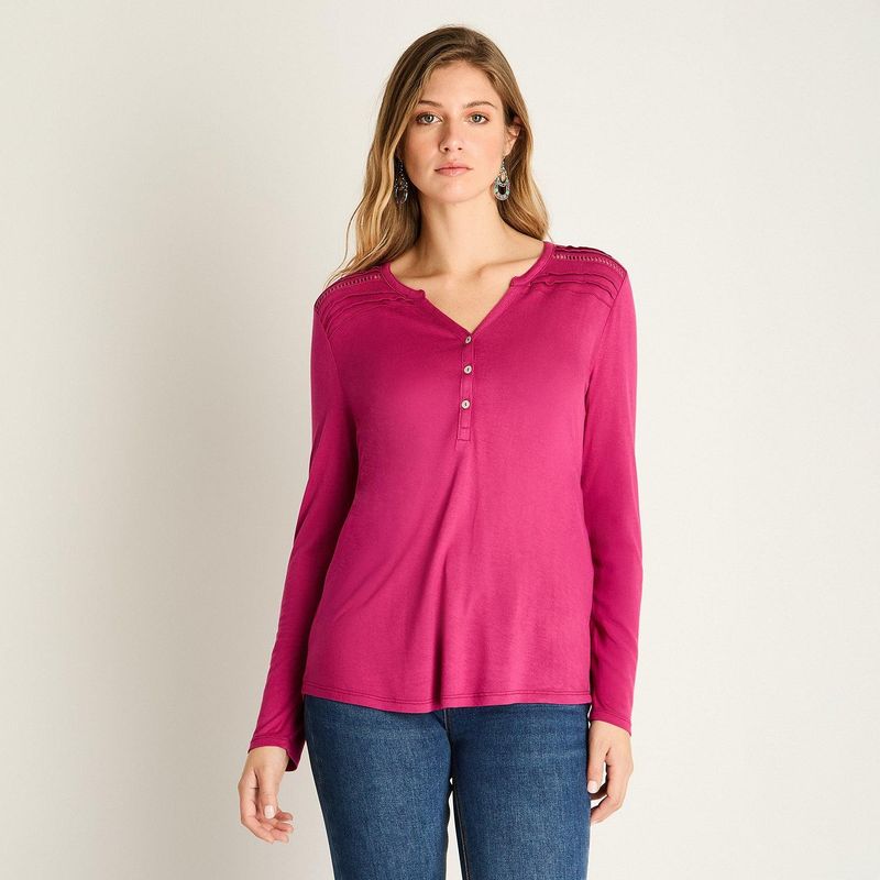 LORENZO DI PONTTI - Polera Magenta con Botones