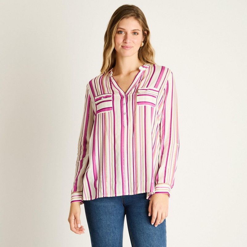 LORENZO DI PONTTI - Blusa Magenta con Rayas