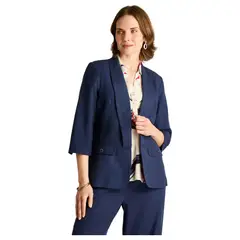 LORENZO DI PONTTI - Blazer Azul Manga 3/4 Lino