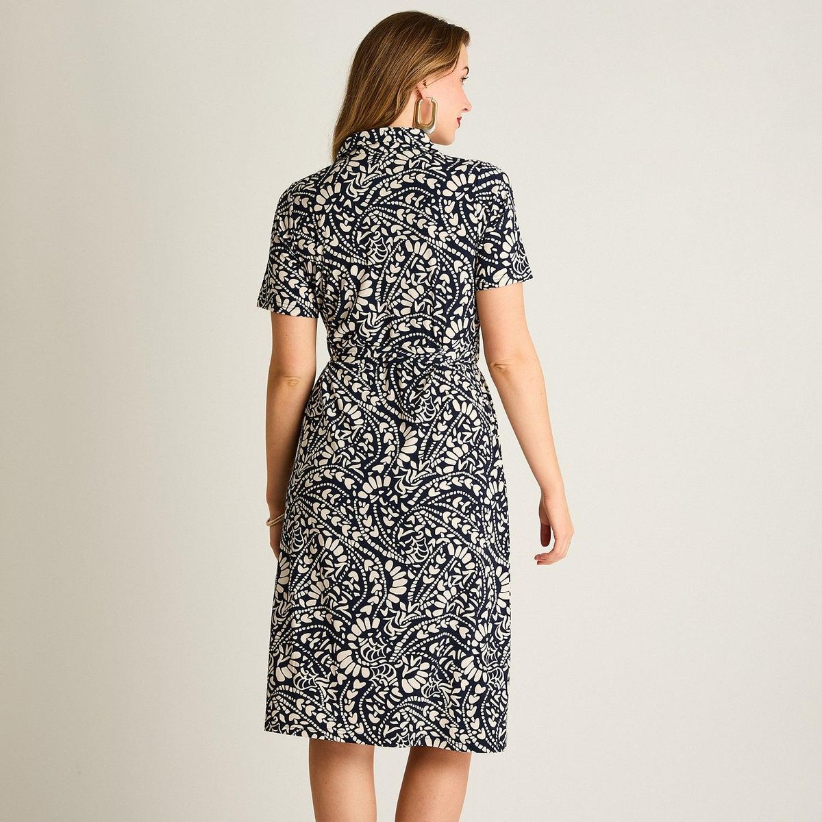 LORENZO DI PONTTI - Vestido Midi Azul Estampado con Bolsillos