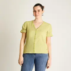 LORENZO DI PONTTI - Blusa Verde Lima con Botones