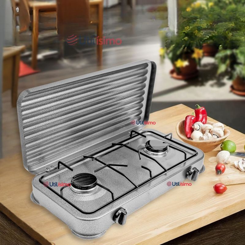 LINE - Cocina Encimera a Gas Licuado 2 Platos Cocinilla Gris