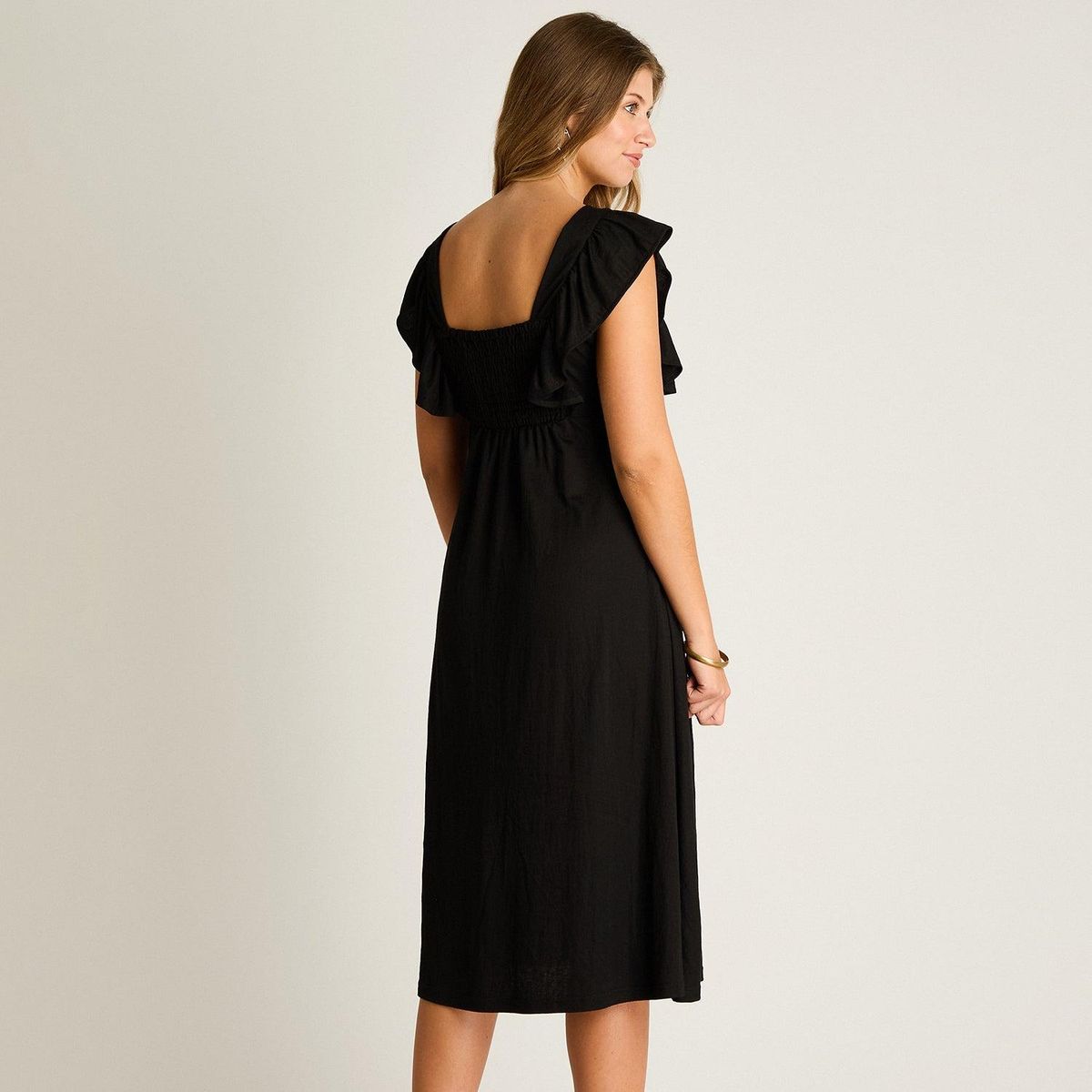 LORENZO DI PONTTI - Vestido Midi Negro Sin Forro Calce Ajustado
