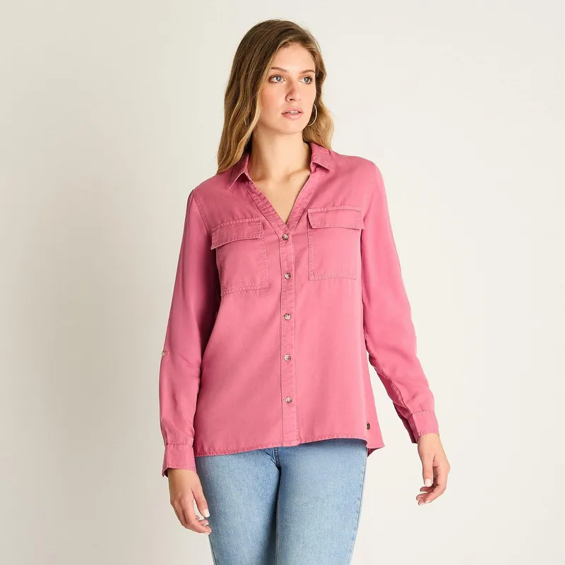 LORENZO DI PONTTI - Blusa Magenta de Lyocell