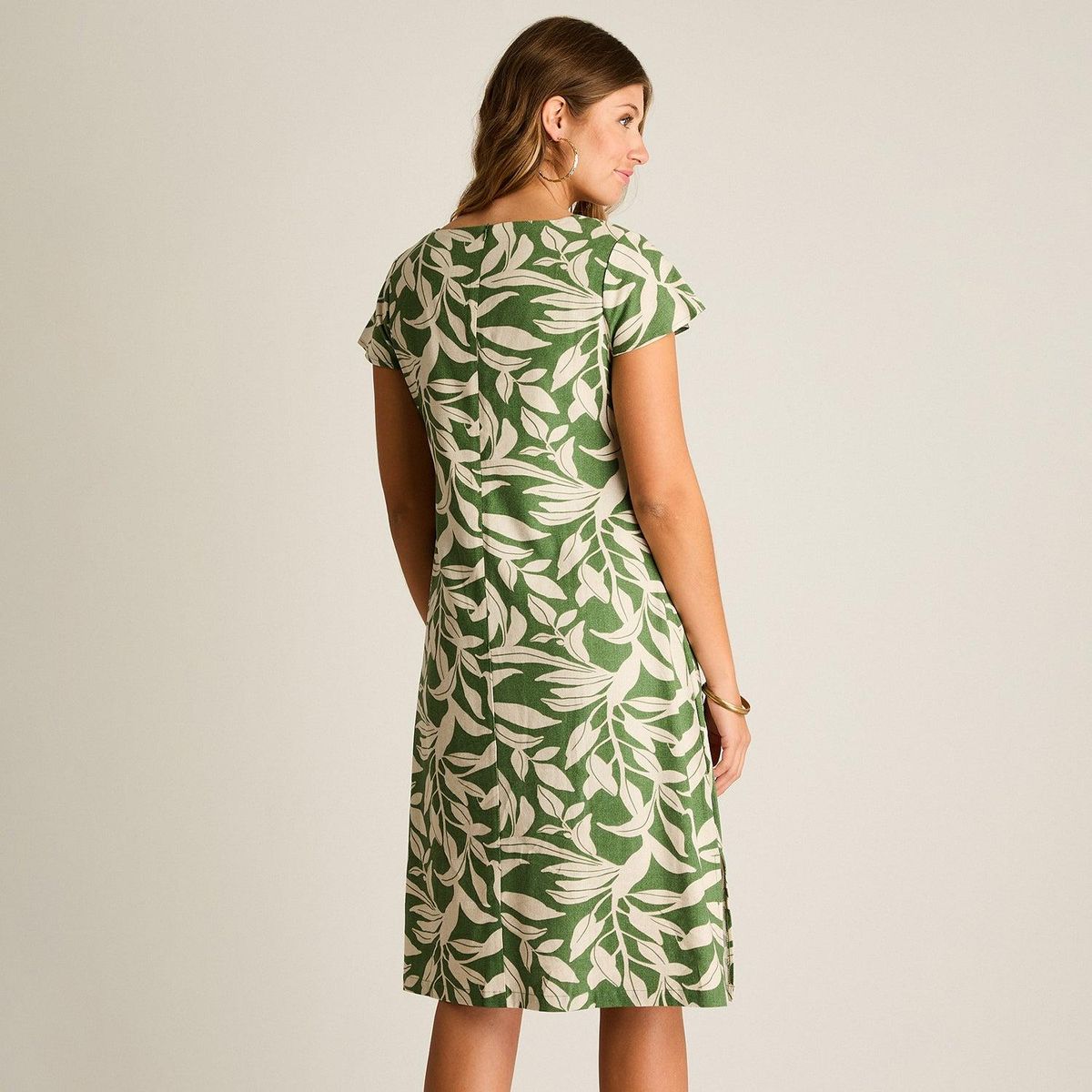 LORENZO DI PONTTI - Vestido Midi Verde Sin Forro Calce Holgado
