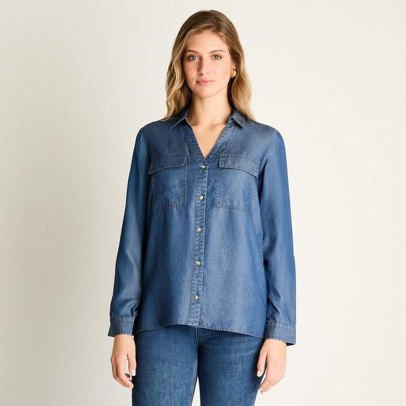 LORENZO DI PONTTI - Blusa Azul de Lyocell