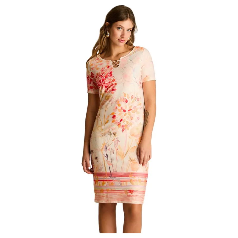 LORENZO DI PONTTI - Vestido Corto Naranjo Floral