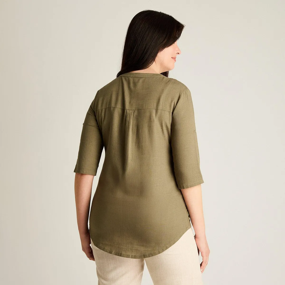 LORENZO DI PONTTI - Blusa Verde Manga 3/4 No Elasticado Calce Normal