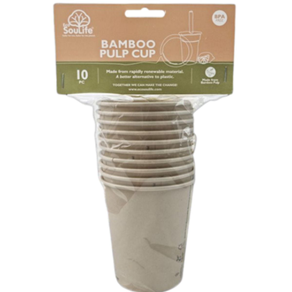 ECOSOULIFE - Set 10 Vasos de Bambú355ml / Biodegradable